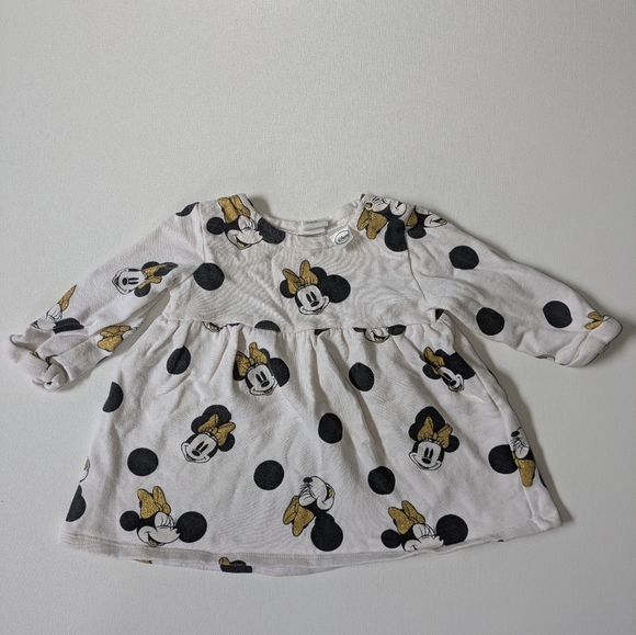 H&M Other - Disney Minnie Mouse Gold and Black Print Dress